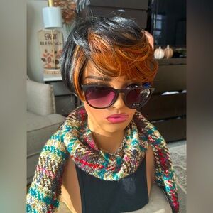 ✨Like NEW Sensationnel Natural Pixie Bob Wig Honey Blonde Orange highlights